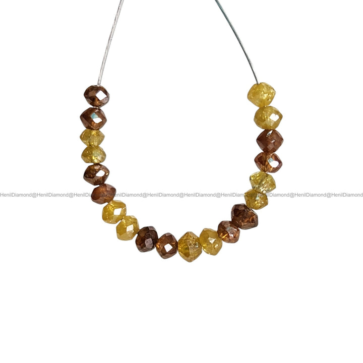 1.03 Ct Lot 1.50 to 2.00 MM Natural Red Yellow Color Polished Round Loose Diamonds Beads wt Drilled Hole for Jewelry