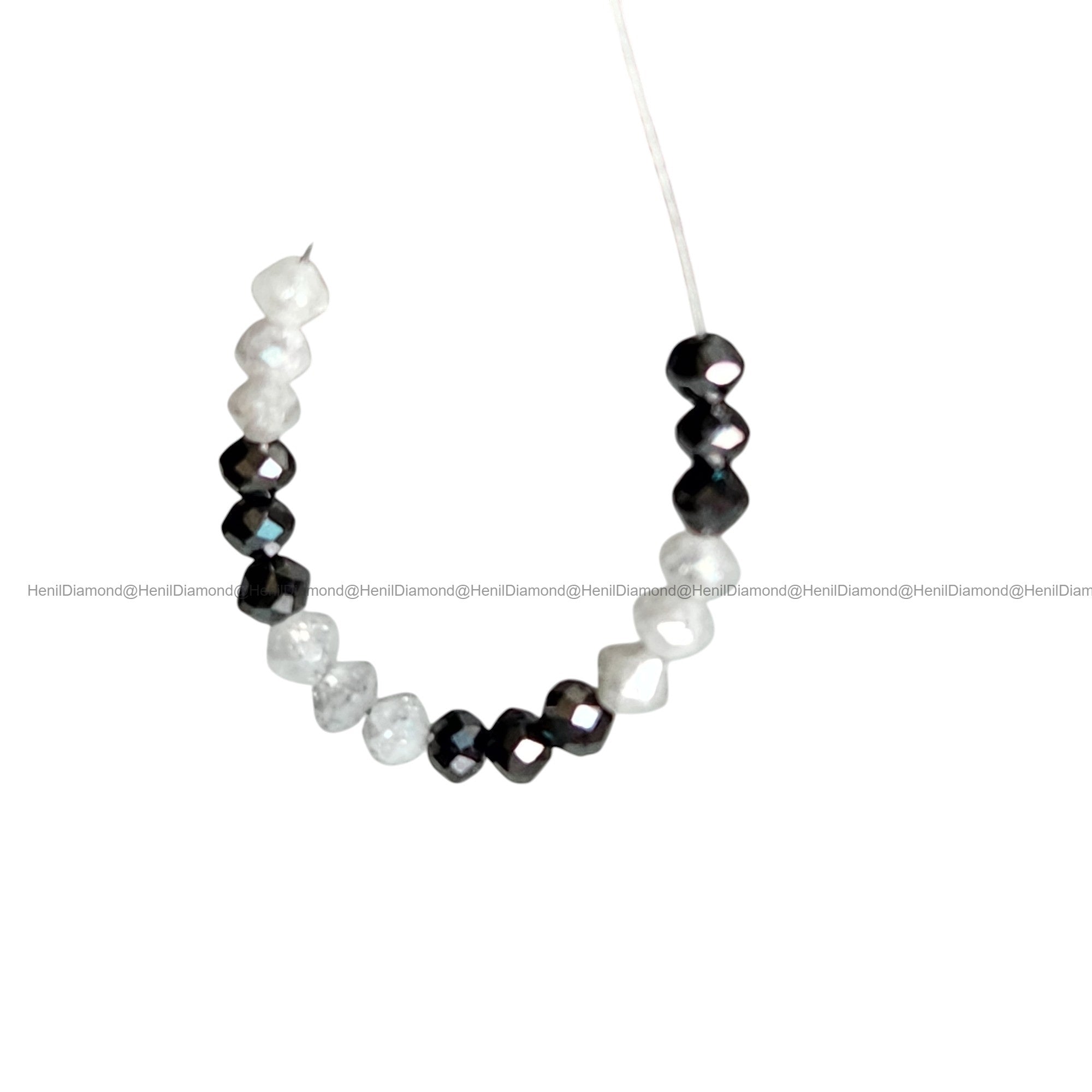 1.03 Ct Lot 1.50 to 2.00 MM Natural White Black Color Polished Round Loose Diamonds Beads wt Drilled Hole for Making Jewelry