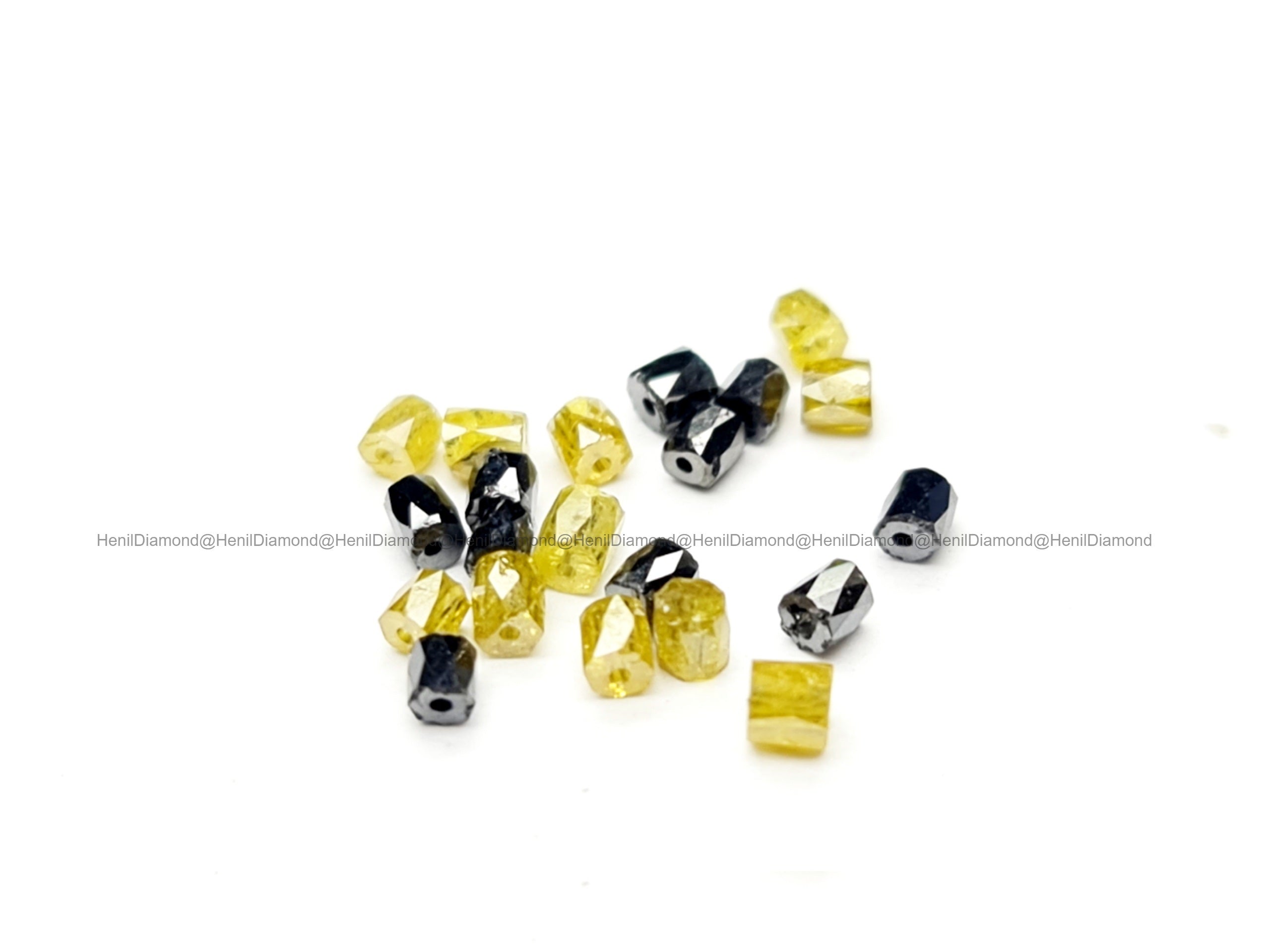 1.00 Ct Natural Yellow & Black Tube Diamond Beads with Drilled Hole | 1.50–2.00 MM Loose Diamonds for Jewelry Making