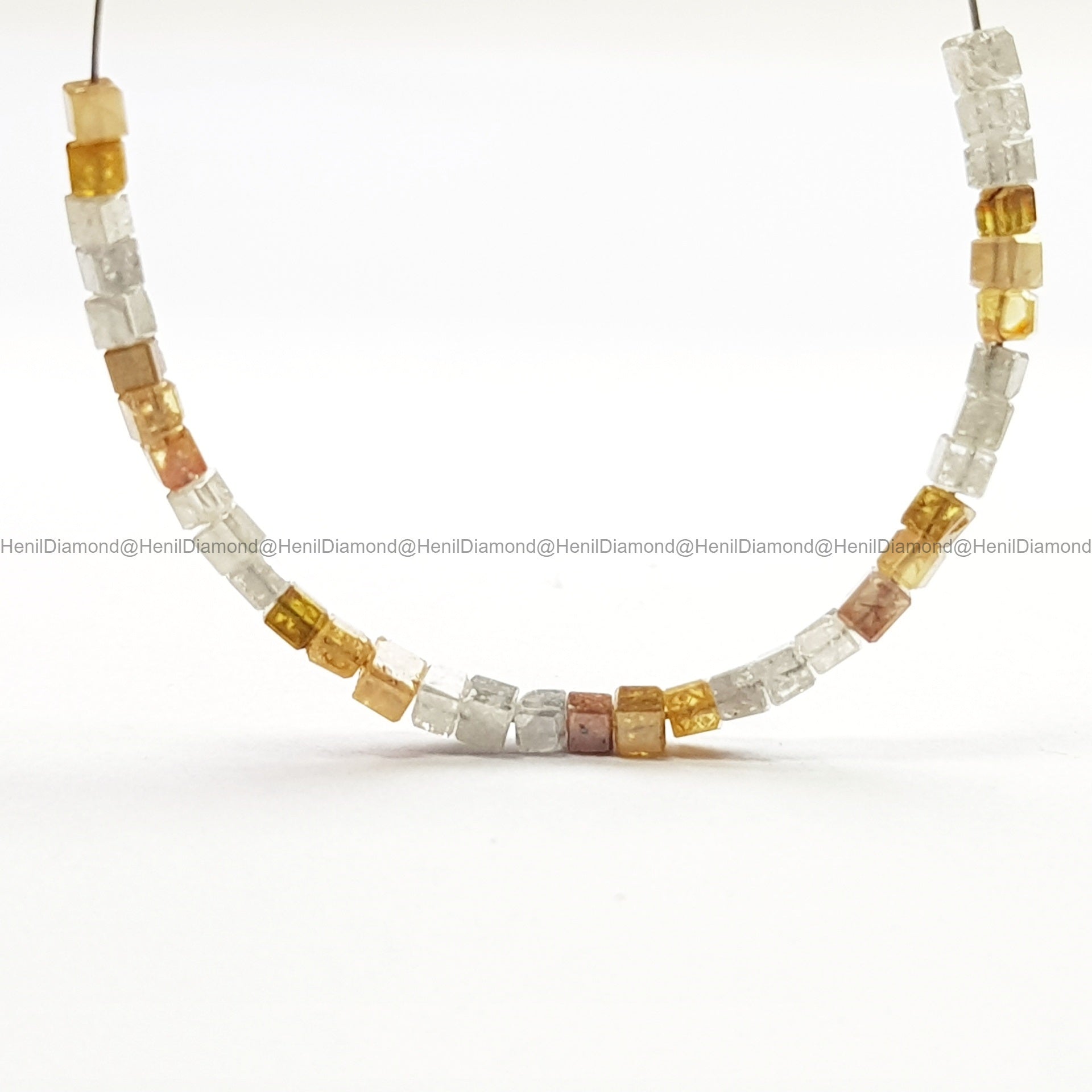 2.02 TCW Natural Yellow Gray Faceted Cube Diamond Beads with Drilled Hole | 1.50–2.00 MM Sparkling Loose Diamonds for Jewelry Making