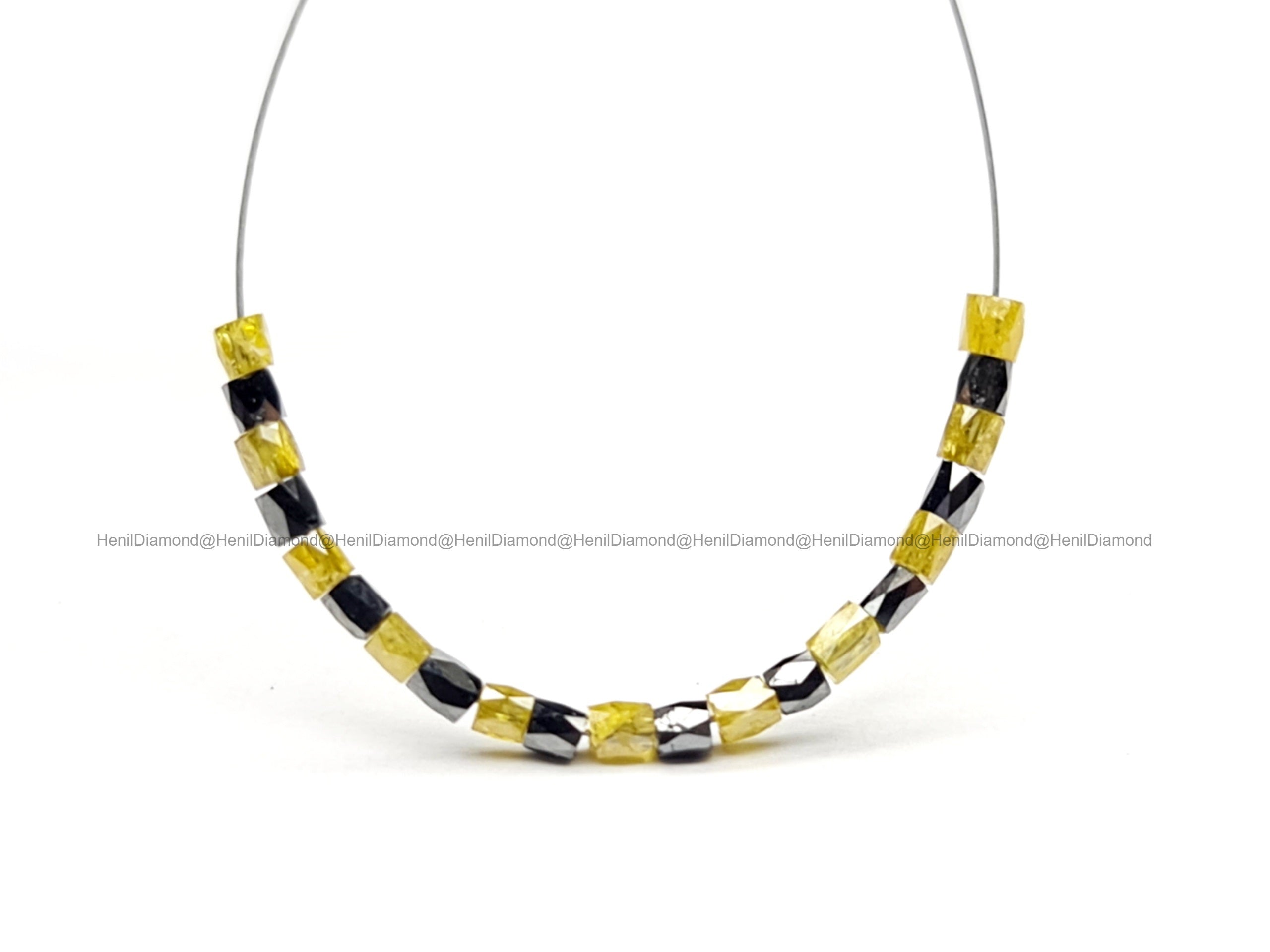 1.00 Ct Natural Yellow & Black Tube Diamond Beads with Drilled Hole | 1.50–2.00 MM Loose Diamonds for Jewelry Making