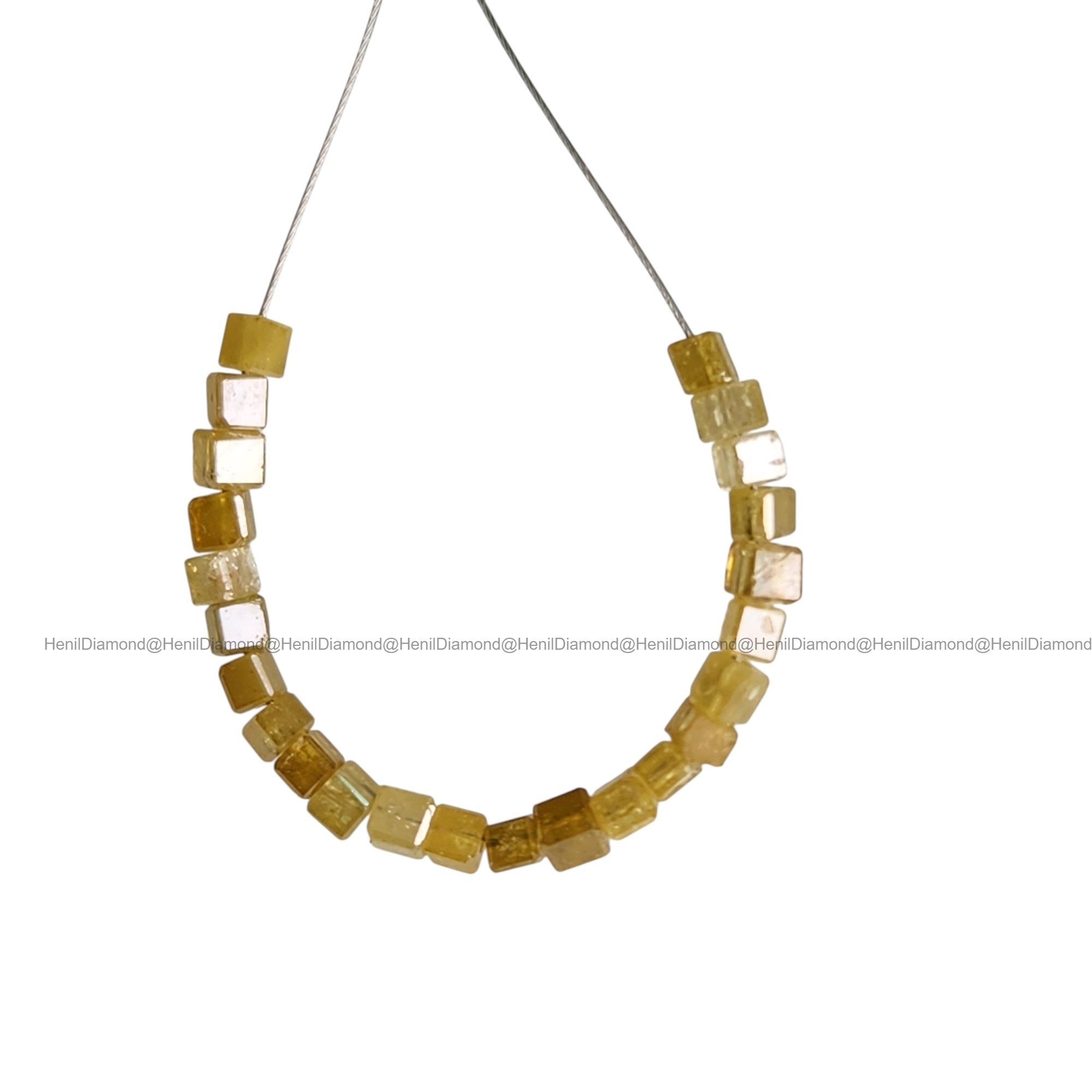 1.00 TCW Natural Yellow Faceted Cube Diamond Beads with Drilled Hole | 1.50–2.00 MM Sparkling Loose Diamonds for Jewelry Making