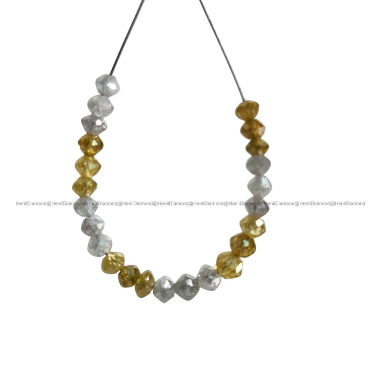 1.02 Ct Lot 1.50 to 2.00 MM Natural White Yellow Polished Round Loose Diamonds Beads wt Drilled Hole for String