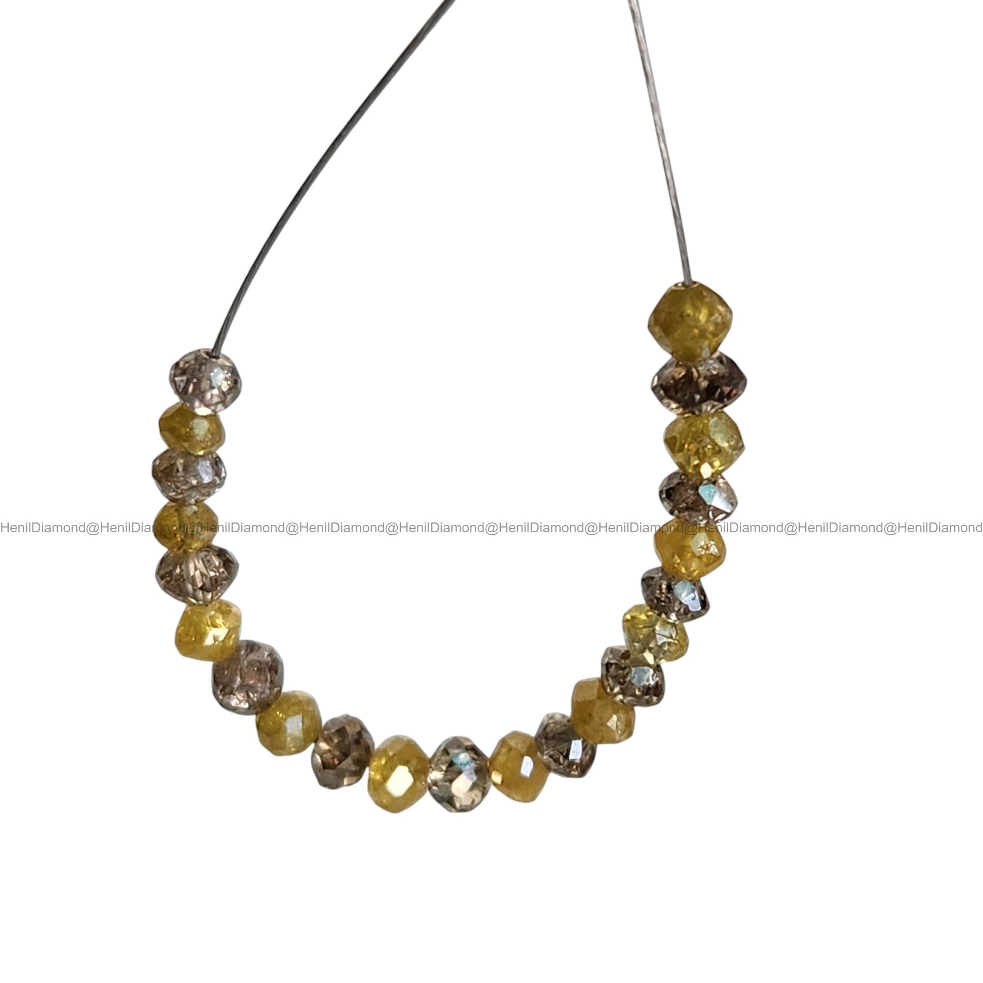 1.03 Ct Lot 1.50 to 2.00 MM Natural Yellow Brown Color Polished Round Loose Diamonds Beads wt Drilled Hole for Strand