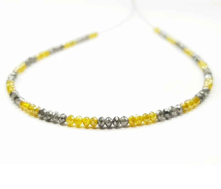 15.00 Ct Natural Yellow Gray Color Round Loose Diamond Beads 16" Strand Necklace wt Silver Clasp (Copy)